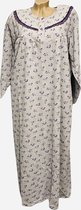 Dames flanel nachthemd lang met bloemetjes XL grijs/paars