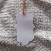 20 Witte Cadeaulabels - Ovale Label Blanco Wit - Kartonnen Labels Met Jute Touwtje 20 cm - Kartonnen Etiketten