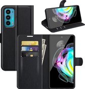 Motorola Edge 20 Hoesje - MobyDefend Kunstleren Wallet Book Case - Zwart - GSM Hoesje - Telefoonhoesje Geschikt Voor: Motorola Edge 20