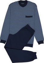 SCHIESSER heren pyjama - O-hals - licht-met donkerblauw gestreept -  Maat: L