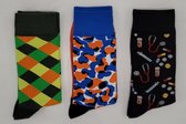 Crazy Soxx - 3 paar vrolijke Sokken - Grappige Sokken - Funny Socks - Humor - Happy