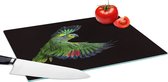 Glazen Snijplank - 39x28 - Close-up kleurrijke papegaai - Snijplanken Glas