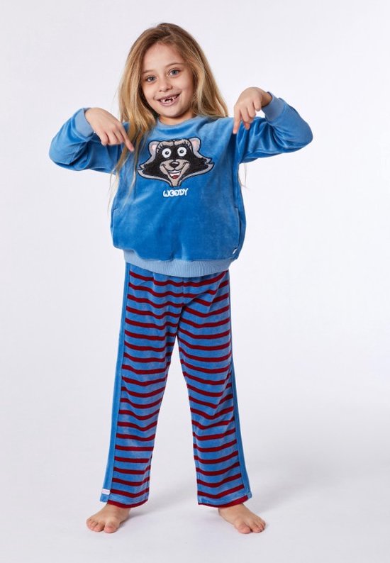 Woody pyjama meisjes - blauw - wasbeer - 212-1-PDV-V/858 - maat 152 |  bol.com