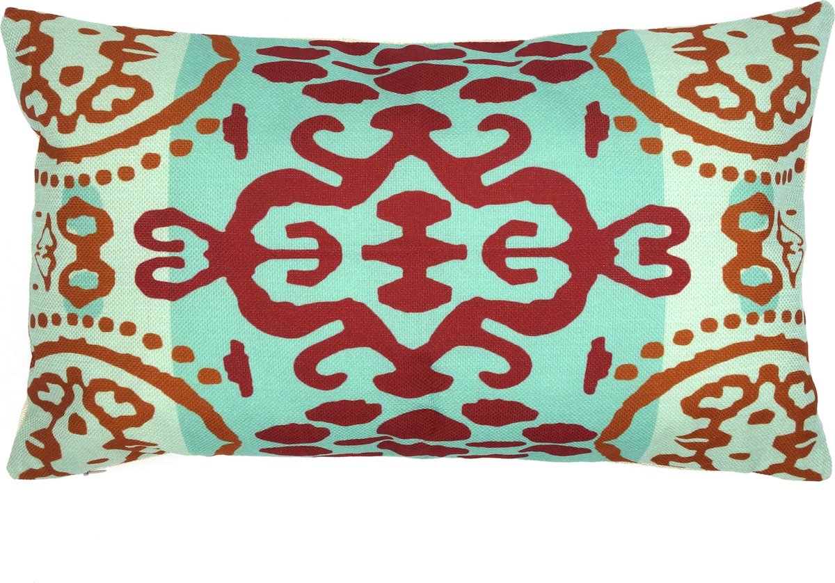 De Kussenkraam Kussenhoes Bodhi Long linnenlook| Etnisch | Oriëntaals | Boho | Ibiza | 30 x 50 cm | Exclusief binnenkussen groentinten | bruinrood | terrabruin | beige