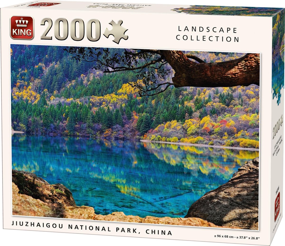 King Puzzel 2000 Stukjes (96 x 68 cm) Jiuzhaigou National Park China Legpuzzel Landschap