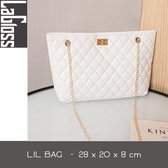 Lagloss Fashion Bag Tas Mode Wit - Geborduurd Tasje - Type Lil Bag - Combi SchouderTas - Straatmode - 33x20x8 cm