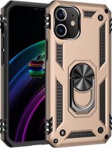 Hoesje iPhone 12 / 12 Pro - Goud - Met magneet en standaard - Hard case - Shockproof