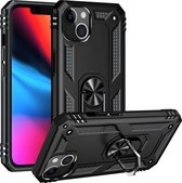 Hoesje iPhone 13 Mini - Zwart - Met magneet en standaard - Hard case - Shockproof