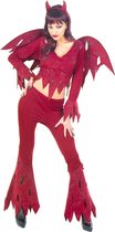 Widmann - Duivel Kostuum - Woeste Duivel Horror Wings Kostuum Vrouw - Rood - Small - Halloween - Verkleedkleding
