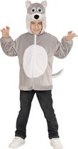 Widmann - Wolf & Vos Kostuum - Hoodie 98 Centimeter Huilende Wolf Kind - Grijs - Maat 98 - Halloween - Verkleedkleding