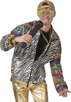 Funny Fashion - Jaren 80 & 90 Kostuum - Urban Jungle Jas Kleurrijke Dieren Print Man - Multicolor - Maat 52-54 - Carnavalskleding - Verkleedkleding