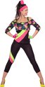 Wilbers & Wilbers - Jaren 80 & 90 Kostuum - Spetterend Aerobic Neon 80s Kostuum Vrouw - Zwart - Maat 46 - Carnavalskleding - Verkleedkleding