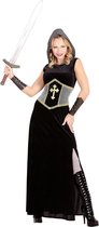 Widmann - Middeleeuwse & Renaissance Strijders Kostuum - Madame Joan Of Arc (Lang) - Vrouw - zwart,zilver - Large - Carnavalskleding - Verkleedkleding