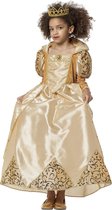 Wilbers - Koning Prins & Adel Kostuum - Chique Koningin Goud - Meisje - goud - Maat 116 - Carnavalskleding - Verkleedkleding