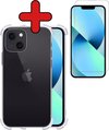 iPhone 13 Hoesje Siliconen Shock Proof Case Transparant Met Screenprotector Dichte Notch - iPhone 13 Hoes Extra Stevig Hoesje Cover Met Screenprotector