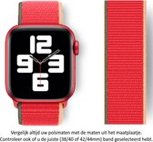 3 kleurige Nylon Horloge Band Rood - Grijs - Oranje Nylon Horloge Band geschikt voor Apple Watch 1, 2, 3, 4, 5, 6, 7, 8, SE & Nike+, 42mm, 44mm & 45mm "Mannenbreedte" Series - Zacht Geweven Nylon - 42 mm, 44 mm en 45 mm