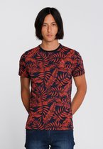 J&JOY - T-shirt Mannen Ontario Forest Brown Ferns Print