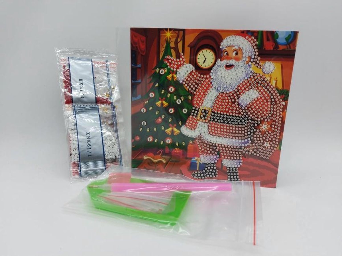 Diamond painting Kerstkaart - vierkant - Kerstman