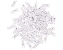 FSW-Products - Kleine Houten Mini Knijpers - 50 Stuks - Kaart Was Knijpertjes - Wit - Foto Knijpers - Polaroid - Geboorte Wasknijpers - Kaartknijper