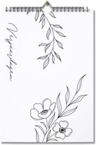 Editoo Botanical Garden Black and White - Verjaardagskalender - A4 - 13 pagina's