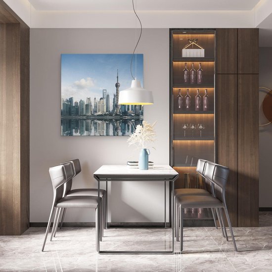Artaza Peinture sur toile Skyline de Shanghai en Chine – 80 x 80 – Groot – Photo sur toile – Impression sur toile