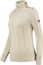 Travelin' Jumper Mora - Dames trui winter - Mock neck - Ecru - Maat S