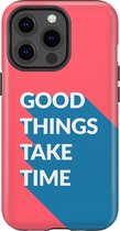 Apple iPhone 13 Pro Telefoonhoesje - Extra Stevig Hoesje - 2 lagen bescherming - Met Quote - Good Things - Rood