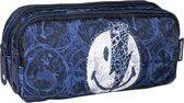 etui junior 21 x 9 cm polyester blauw/wit