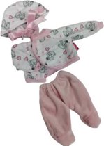 babypopkleding meisjes textiel roze/wit 3-delig