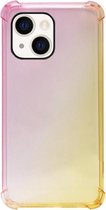 ADEL Siliconen Back Cover Softcase Hoesje Geschikt voor iPhone 13 - Kleurovergang Roze Geel