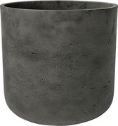 Pot Rough Charlie XS Black Washed Fiberclay 12x12 cm zwarte ronde bloempot