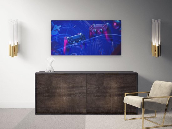 Artaza - Peinture sur toile - Deux Manettes de Gaming - Jeux - 80x40 - Photo sur toile - Impression sur toile