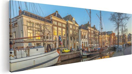 Artaza Canvas Schilderij Groningen Hoge der A Haven - 90x30 - Foto Op Canvas - Canvas Print