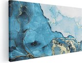 Artaza - Peinture sur toile - Art abstrait de marbre bleu avec de l' or - 120x60 - Groot - Photo sur toile - Impression sur toile