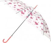 paraplu Hartjes meisjes 50 cm transparant/roze
