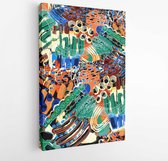 Canvas schilderij - Watercolor seamless pattern with abstract elements. Can be used for any kind of design. Abstract fashion print. Contemporary art.  -     1487305829 - 80*60 Hori