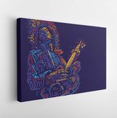 Canvas schilderij - Musician with a guitar. Rock guitarist guitar player abstract vector illustration with large strokes of paint -     1192762591 - 80*60 Horizontal