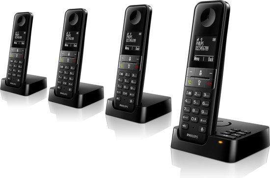 Philips D4554 - Quattro DECT telefoon met antwoordapparaat - Zwart