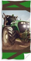 strandlaken Tractor 70 x 140 cm katoen groen/bruin