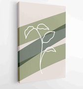 Canvas schilderij - Botanical wall art vector set. Foliage line art drawing with abstract shape. 1 -    – 1861710931 - 80*60 Vertical