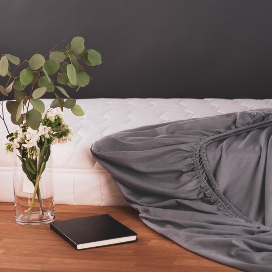 Drap Housse Blumtal - Hoeslaken Housse - Jersey - Katoen - 140 x 200 x 30 cm - Grijs - Set de 2