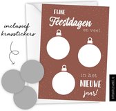 Kerstkaart met envelop - Persoonlijke kraskaarten - nieuwjaarskaarten - diy zelf maken - brique/zilver