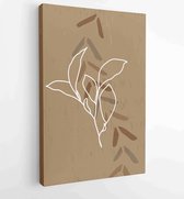 Canvas schilderij - Botanical and golden line wall art vector set. Earth tone boho foliage line art drawing with abstract shape. 4 -    –  1827852719 - 115*75 Vertical
