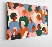 Canvas schilderij - Crowd of young and elderly men and women in trendy hipster clothes. Diverse group of stylish people standing together -  Productnummer   1627828234 - 50*40 Hori