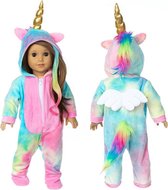 Poppenkleding Rainbow Unicorn onesie - Kleertjes geschikt voor o.a. BABY born - Poppenkleertjes 43 cm