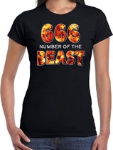Halloween - 666 number of the beast halloween verkleed t-shirt zwart voor dames - horror shirt / kleding / kostuum XS