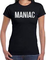 Halloween - Maniac halloween verkleed t-shirt zwart voor dames - horror shirt / kleding / kostuum L