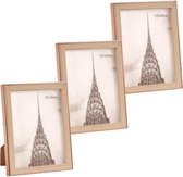 3x stuks kunststof fotolijst koper met hout geschikt voor een foto van 15 x 20 cm