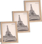 3x stuks kunststof fotolijst zilver met hout geschikt voor een foto van 20 x 25 cm
