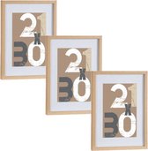 3x stuks houten fotolijst bruin geschikt voor een foto van 21 x 30 cm of 30 x 40 cm